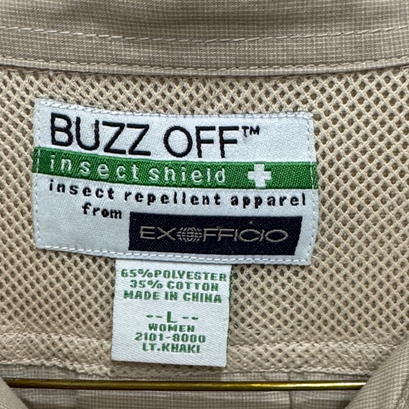 Exofficio BUZZ OFF Insect Repellent Apparel Khaki Button Down Shirt - Picture 2 of 7